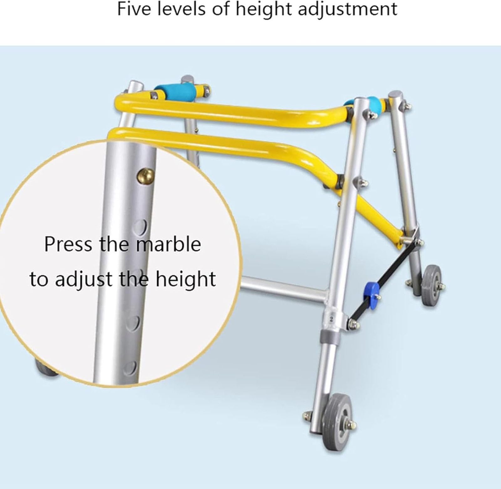 Folding Walking Frame for Children, Height Adjustable 4-Wheel Stand Training Walker, Children Standing Walking Aid for Pediatric Disabled Injured Rehabilitation(Medium)