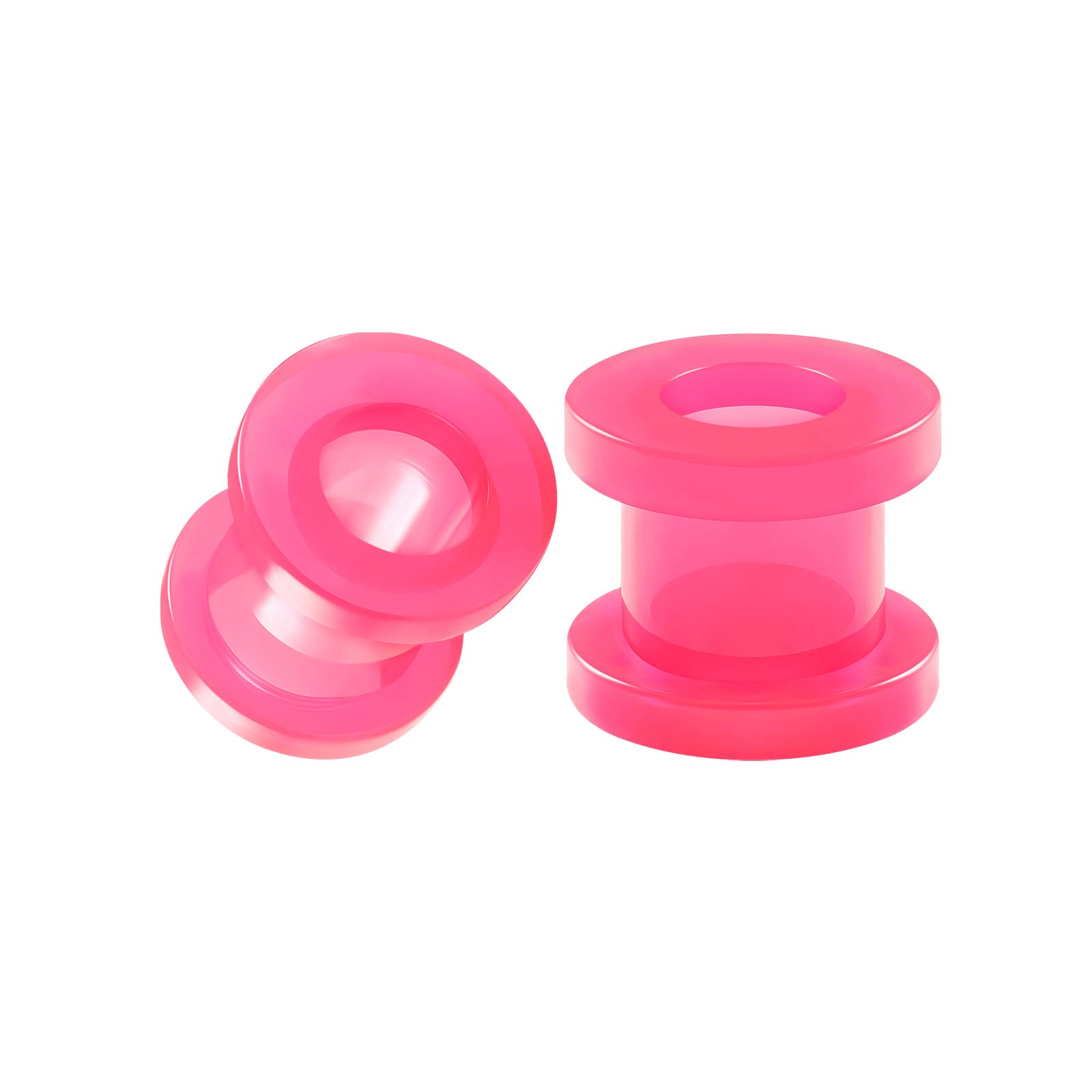 BIG GAUGES Pair of Pink Acrylic flesh Tunnels External Piercing Jewelry Stretcher Screw-fit Ear Plugs Earring Lobe