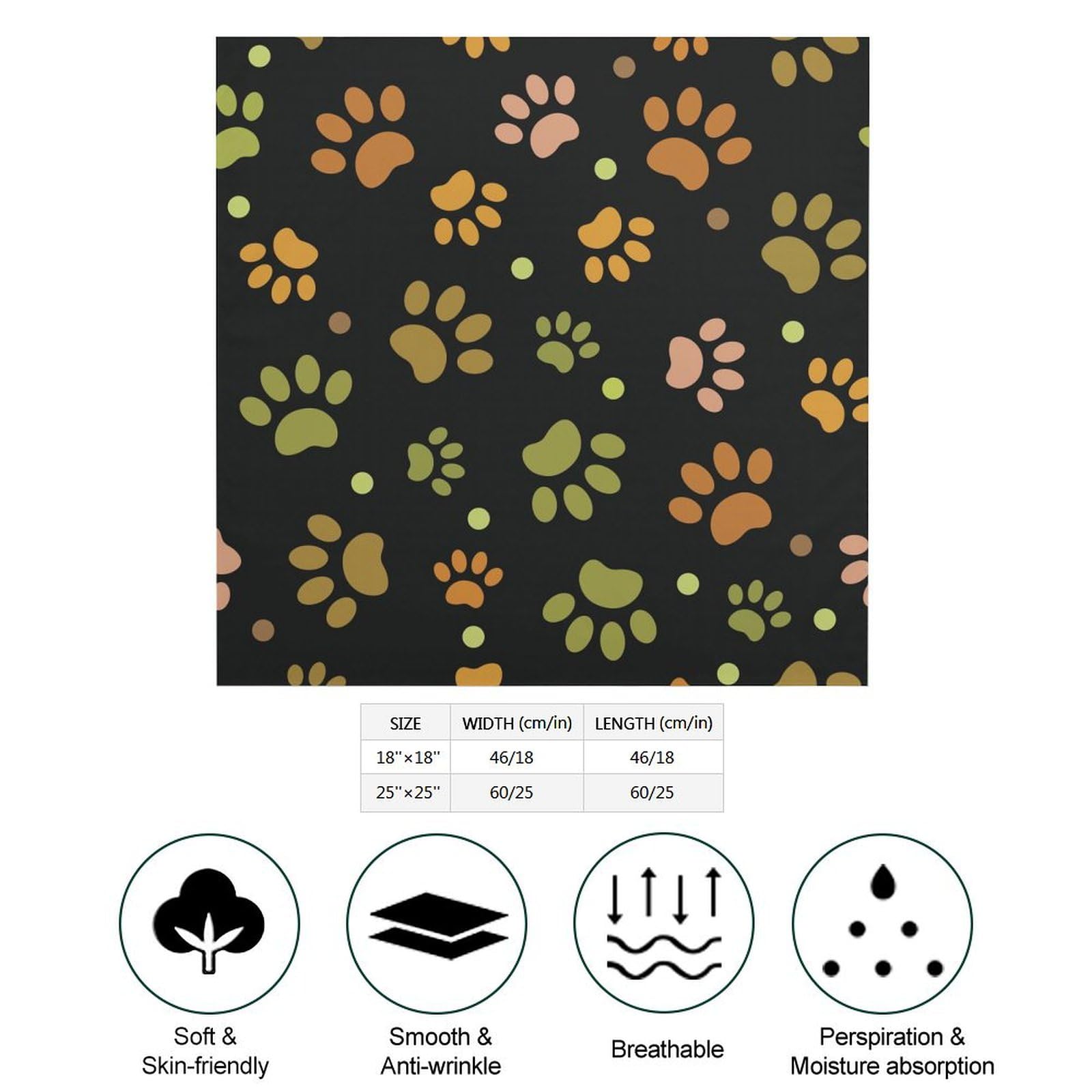 Csemeie Dog Paw Pattern (2) Bandana Hair Scarf Headband Adjustable Neckerchief for Men Women Decor