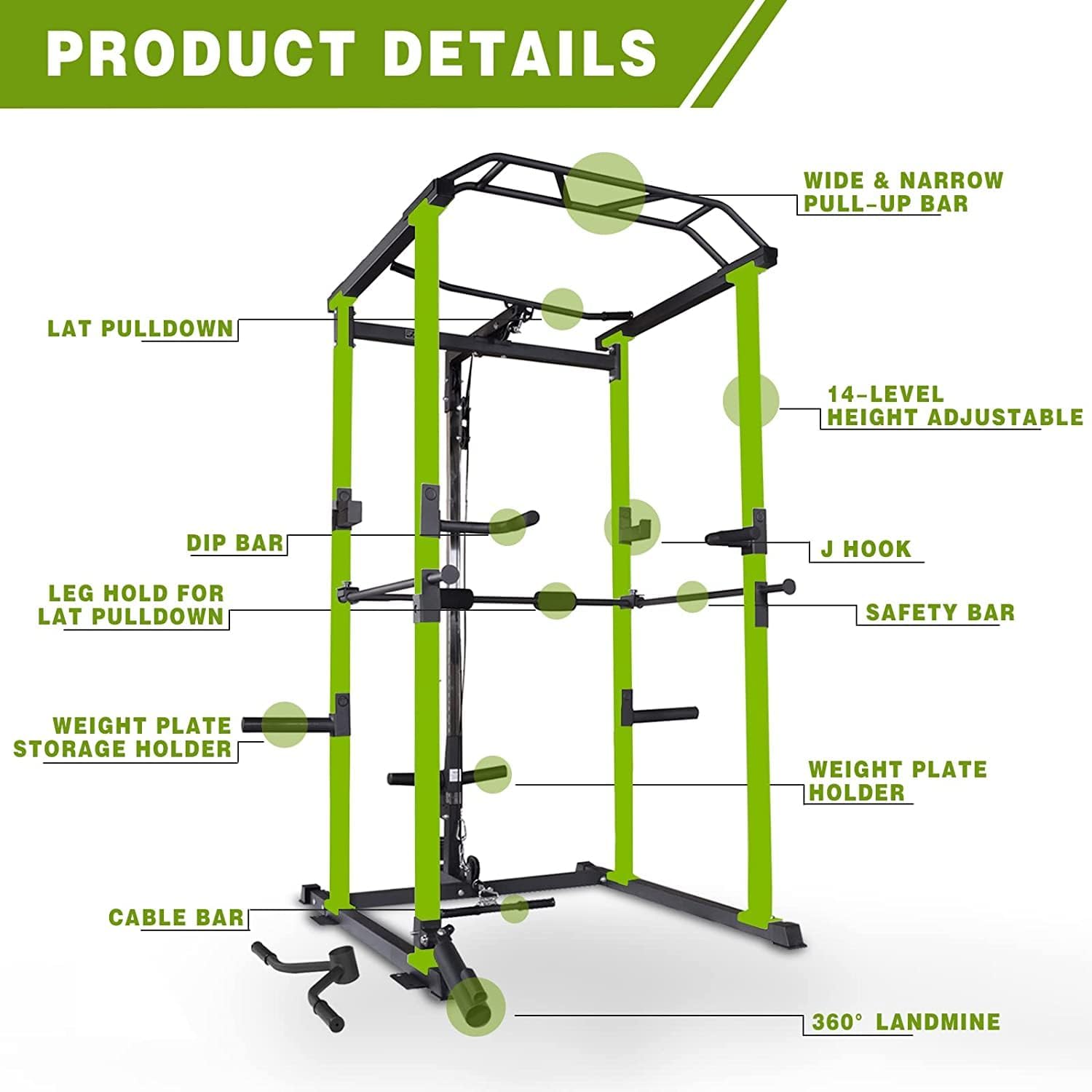 Generic Generic Multi-Functional Power Cage – LAT Pulldown & 1000lbs Capacity - Image 4