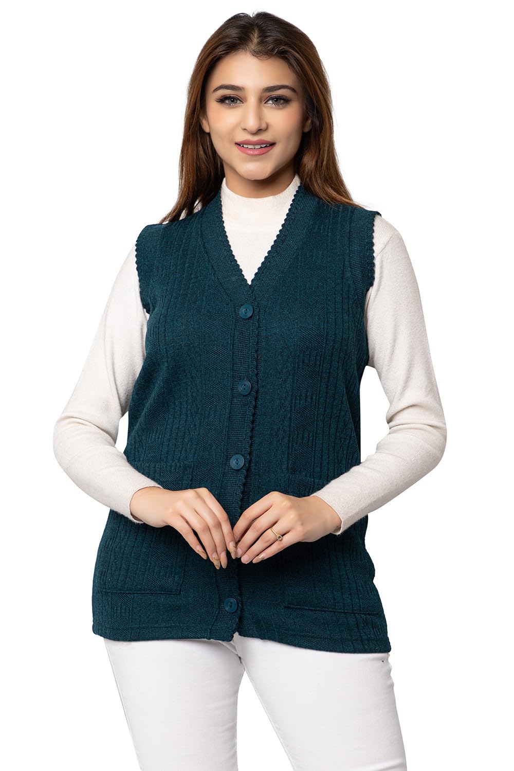 Sleeveless Sweater for Women with Pockets Cardigan Winter wear Sweaters for Ladies Plus Size M to 6XL