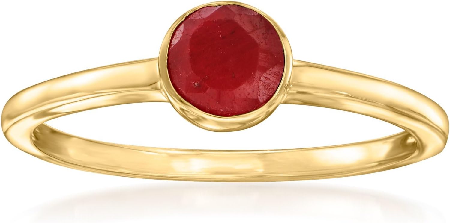Ross-Simons 0.70 Carat Bezel-Set Ruby Ring in 18kt Gold Over Sterling