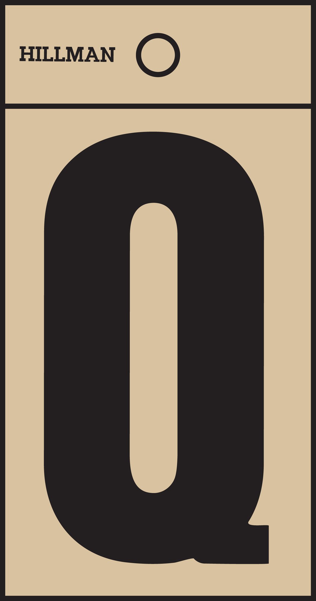 Hillman 839272 2 Inches Letter Q Square Cut Self Adhesive Sign, Gold and Black Mylar, 2.75x1.5 Inches 1-Sign
