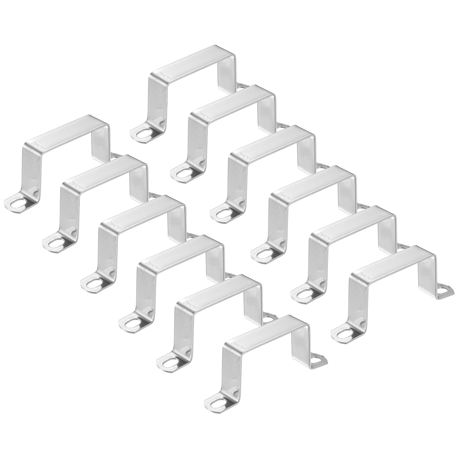 HARFINGTON 12 morsetti quadrati per tubi, 60 x 40 mm, in acciaio inox 304 | Morsetto a forma di U, staffa connettore per tubo quadrato con fibbia per tubo flessibile