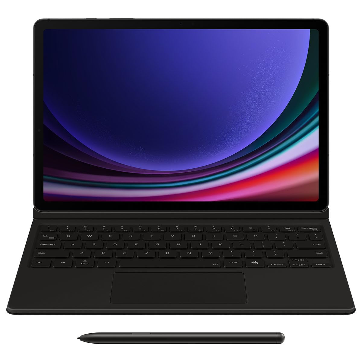 Samsung EF-DX815 - Custodia protettiva per Galaxy Tab S9+, tastiera QWERTZ, tasti funzione, connettore POGO, touchpad, scomparto S Pen e controllo gestuale, colore: Nero