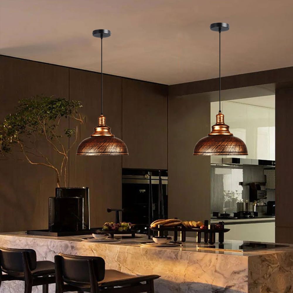 Lampadario in stile americano con attacco E26, lampada a sospensione regolabile in altezza, lampada a sospensione creativa in metallo, ideale per isola cucina, camera da letto e bar.