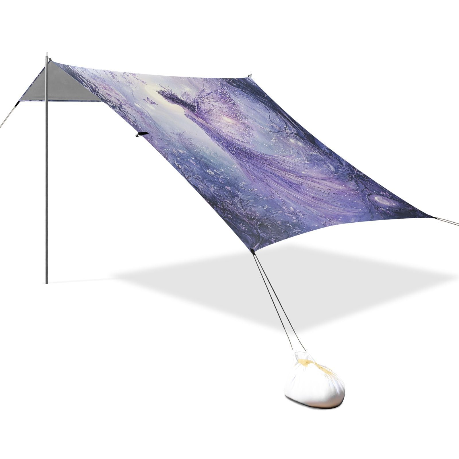 Fairy Game Anime Girl Beach Tent UPF50+ Protection Lightweight Sun Shade with Sand Pockets for Camping, Picnics, Backyard