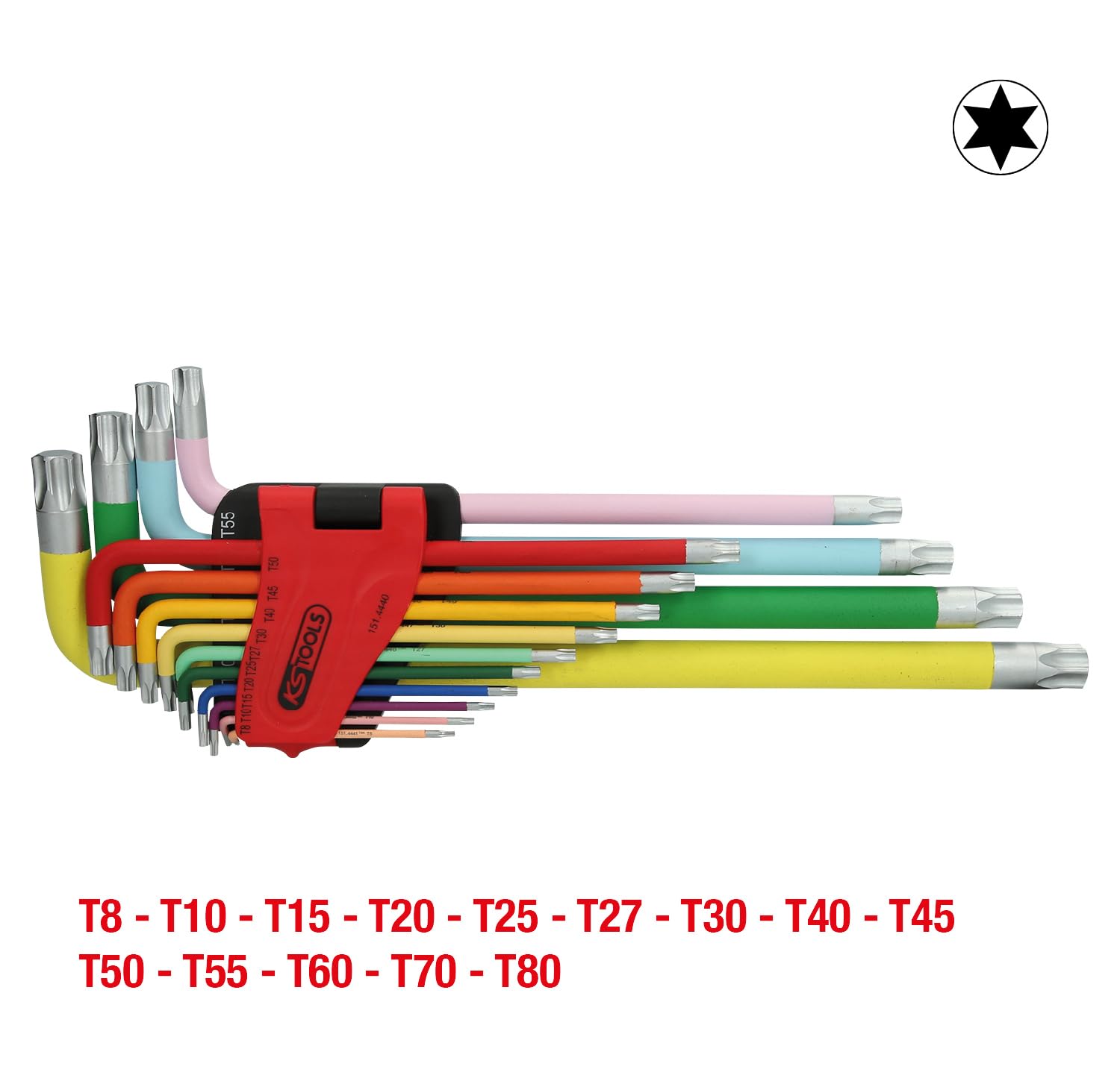 KS TOOLS Jeu de clés mâles coudées Torx, extra-longues, 14 pièces 151.4440