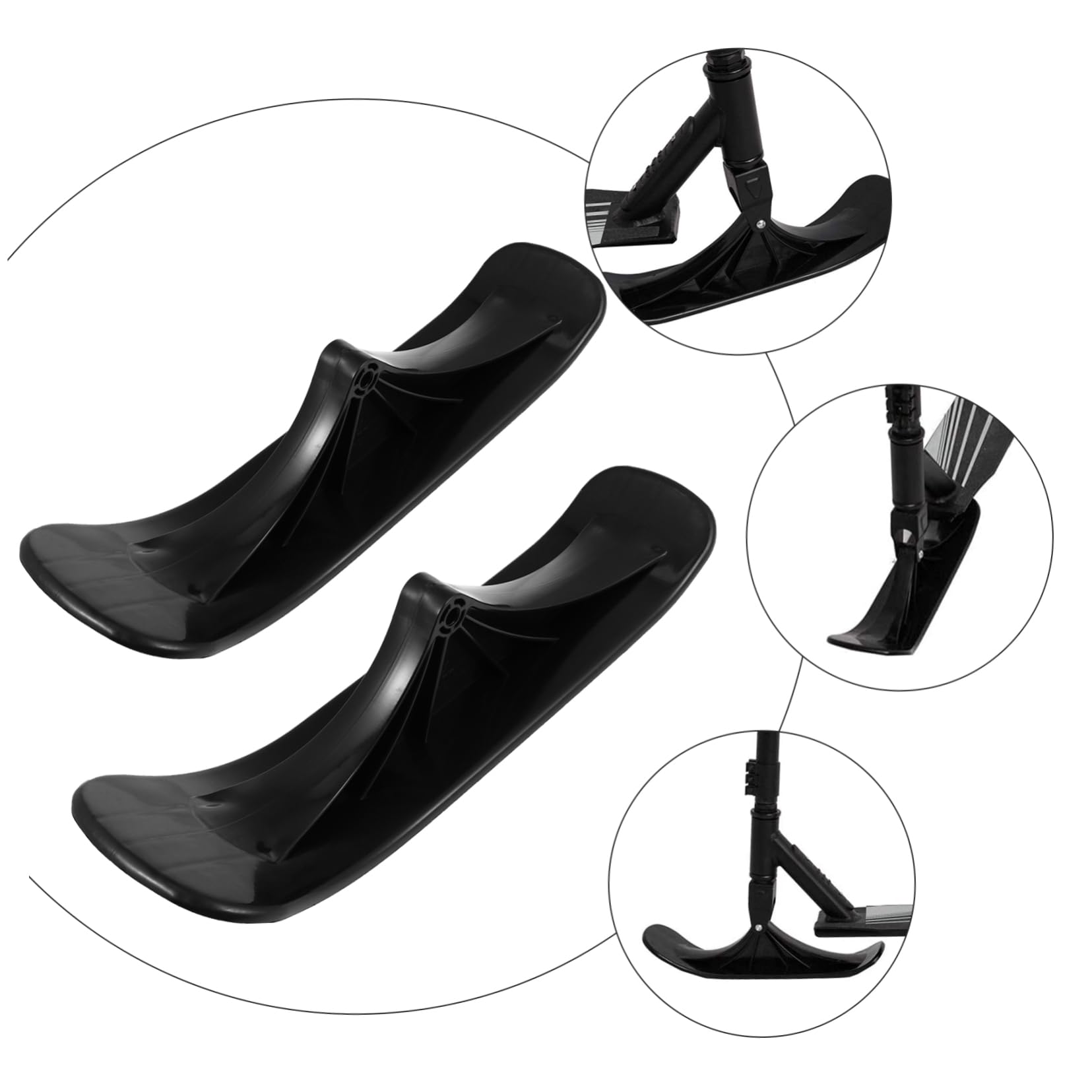 Patineta Plegable Tipo Trineo para Scooter de Nieve, Accesorio Duradero de Material Resistente, Piezas para Esquí Dual al Aire Libre, Conversión para Niños y Uso en Invierno