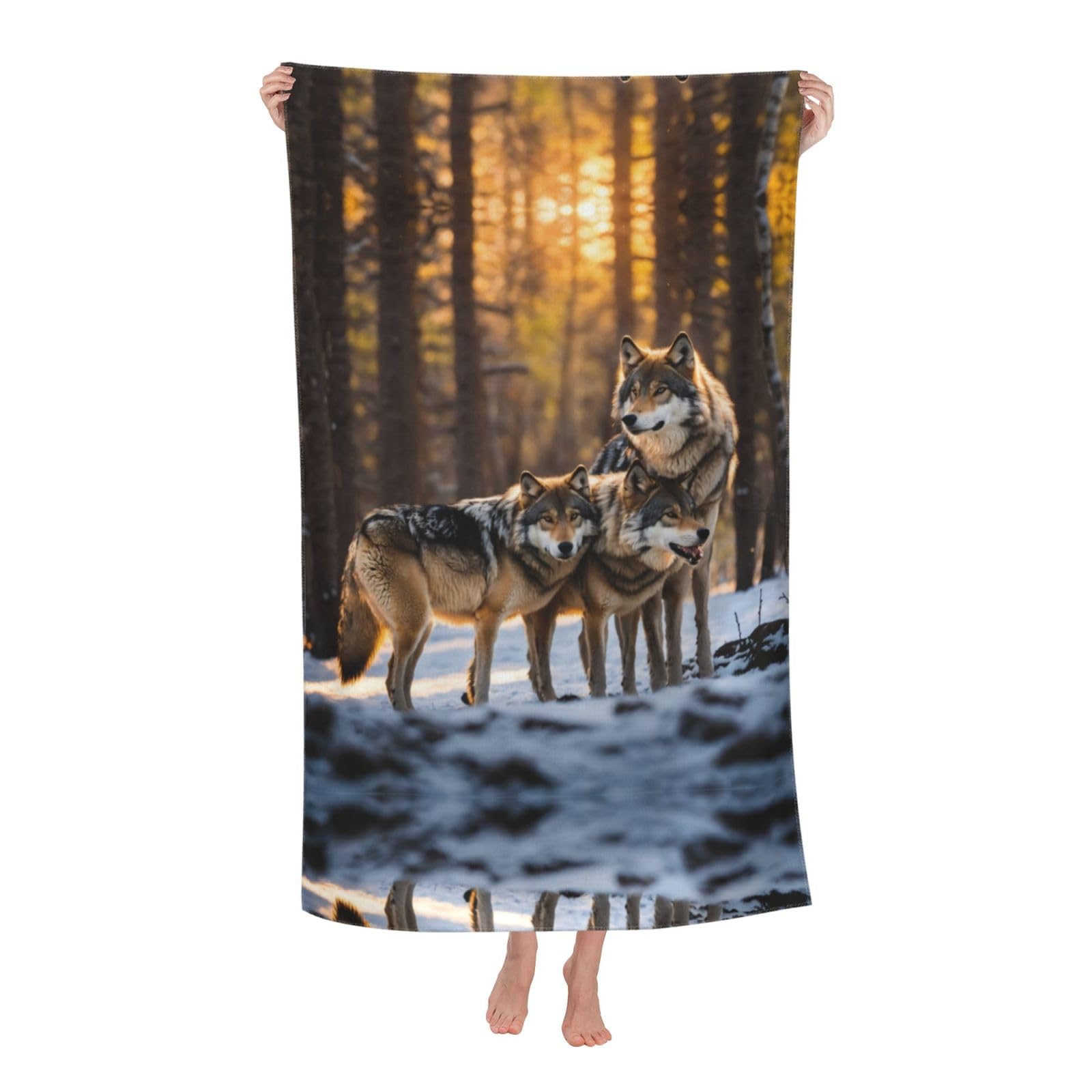 Oazcvbnn Women's White Wolfs Print Adult Beach Towel Summer Travel Pool Vacation Swimming Fitness Outdoor Adventures