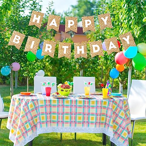 Image of Hooqict Gold Happy Birthday Banner Sign for Backdrop Gold Happy Birthday Decorations for Women Men Kids 1st 2nd 3rd Party Supplies Wall Door Banner Garland Bunting Flag