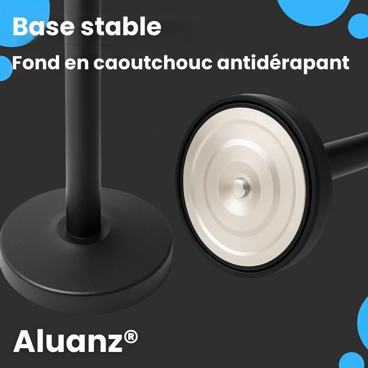 Poteaux de guidage, 2 pièces | Acier inoxydable noir mat, Poteaux de balisage avec sangle rétractable 2,30 m, Base stable