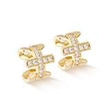 Women Ear Cuff Earrings Gold Non Pierced Cartilage Clip on Open Wrap Link Hoop 14K Gold Plated Simple Hypoallergenic Everyday Jewelry
