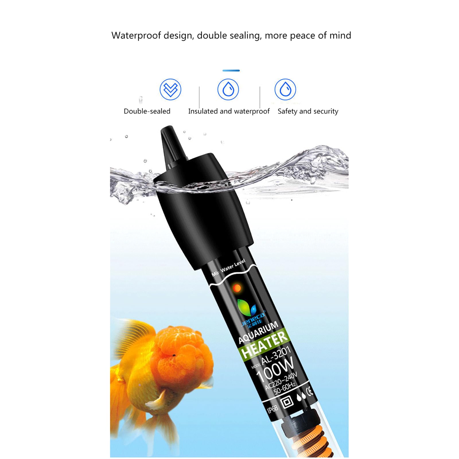 Aquarium-Heizstab, Schildkröte, warm, explosionsgeschützt, mit Antikollisions-Schutzabdeckung, 100 W (100 W)