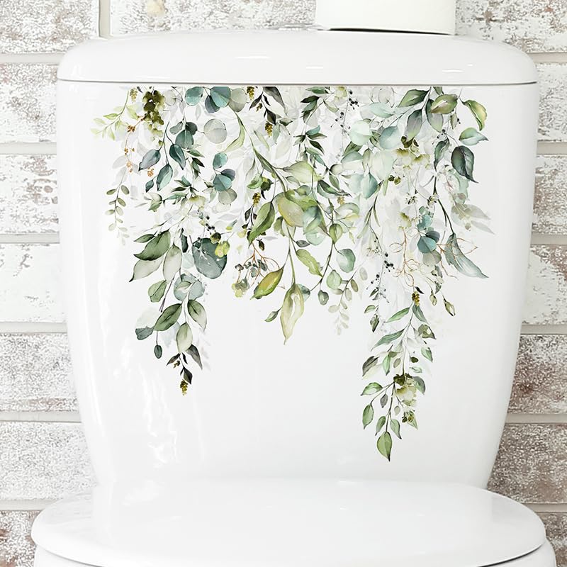 INDIAN ROYALS Green Plant Leaf Flower Design Wall Art Decoration PVC Vinyl Removable Wall Sticker, Toilet Sticker (20 CM x 30 CM) 2