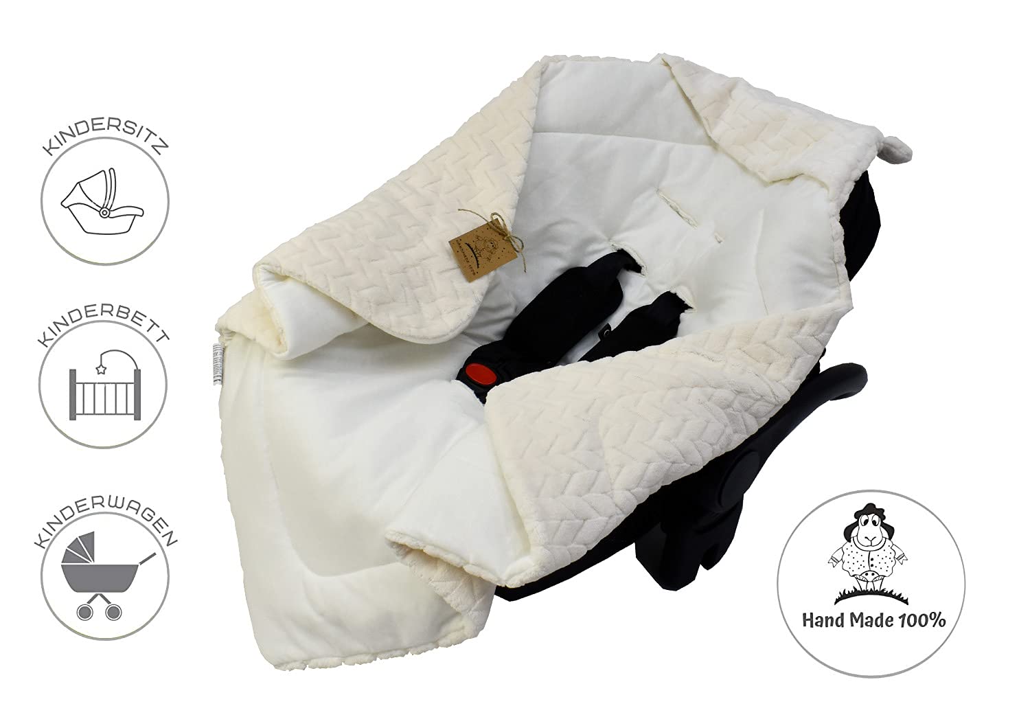 Bo Copertina per ovetto, passeggini e seggiolini per bambini, coperta per neonati, dimensioni ideali 80 x 80 cm, con cappuccio e chiusura a strappo, per inverno ed estate