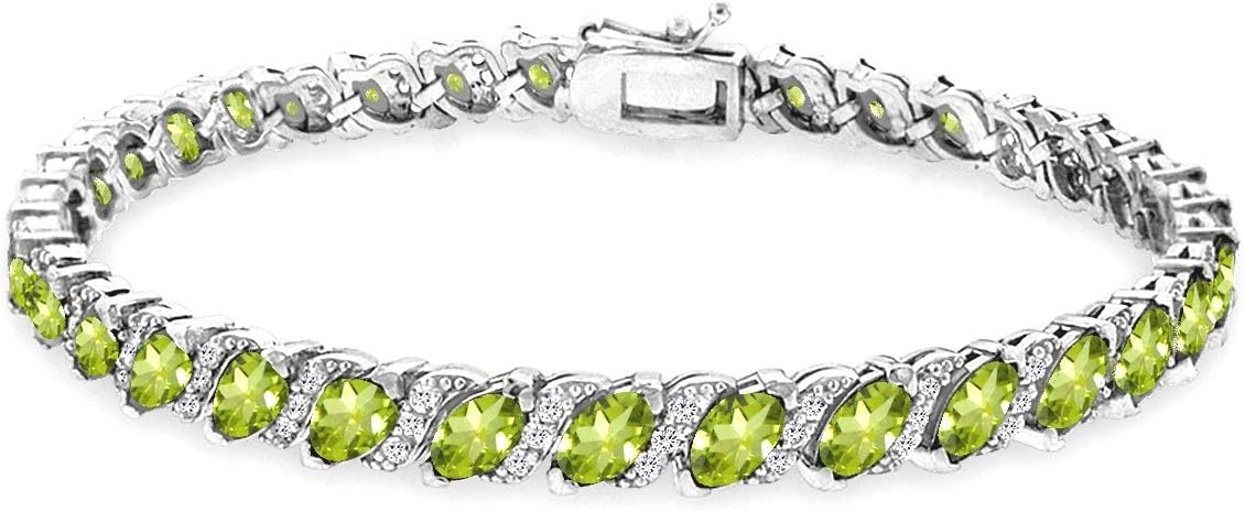 B. BRILLIANT Bracelet for Women, Birthstone Bracelet, Marquise Cut Genuine or Synthetic Gemstone Bracelet, Tennis Bracelet, Sterling Silver Bracelets or Gold Flash Silver Bracelet with Gift Box