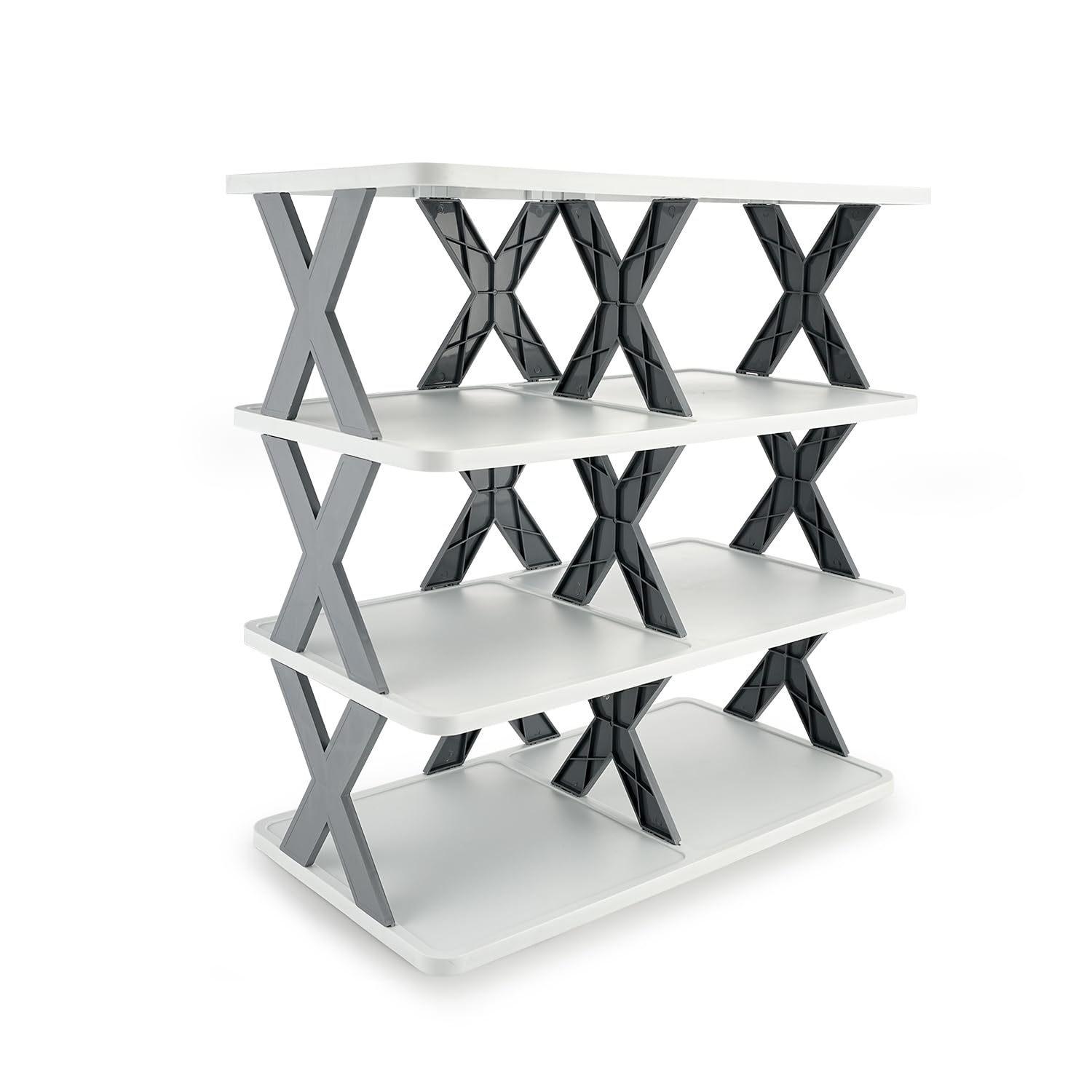 Nayasa X Shoe Rack Organizer – 4 Layer Plastic Shoe Stand for Home | Stackable Shoe Storage Shelf | Adjustable & Collapsible Shoe Organizer for Entryway, Closet, Bedroom – White-image-35