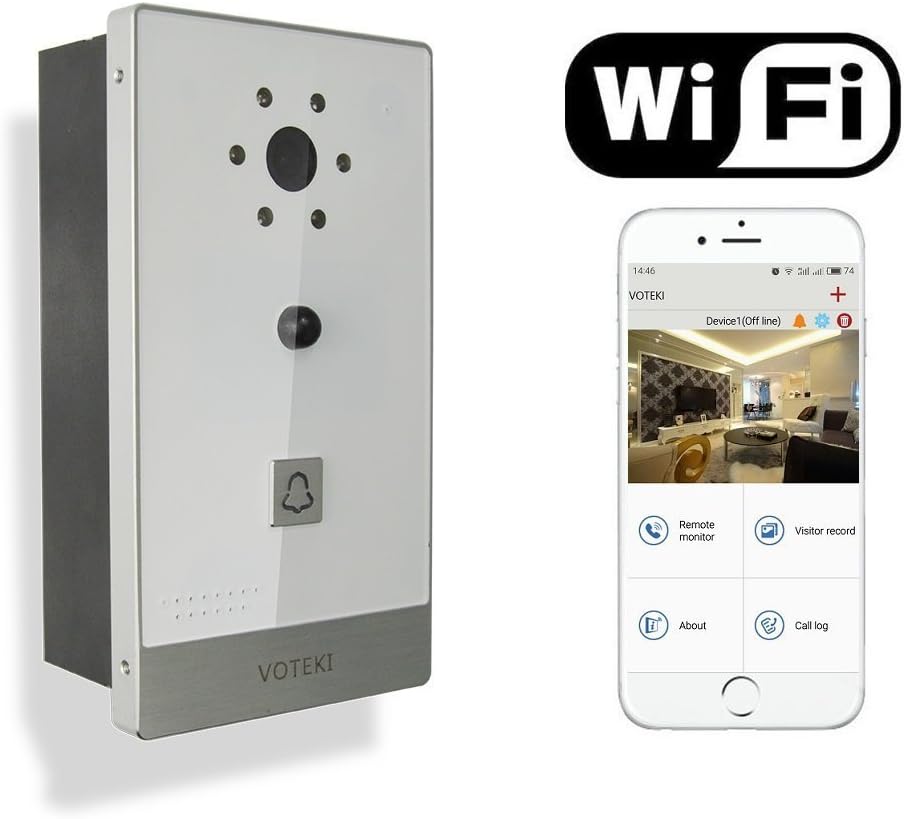 VOTEKI Aluminum Smart WiFi Doorbell Chime Intercom with Motion Detection Sensor and HD Night Vision Camera Support Apple IOS and Android Smart Phone