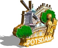 Vista 2 de Alemania Potsdam imán de nevera de madera 3D hitos de viaje coleccionables recuerdos decoración hecha a mano -293