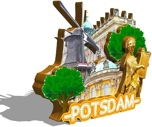 Miniatura 2 de Alemania Potsdam imán de nevera de madera 3D hitos de viaje coleccionables recuerdos decoración hecha a mano -293