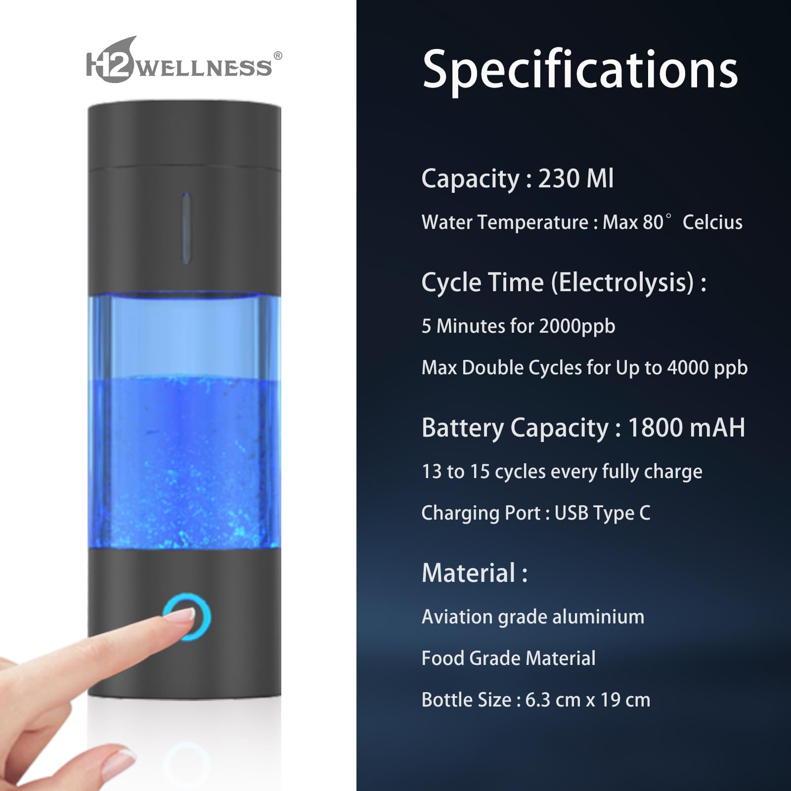 Amazon.com: H2Wellness ® Pro - Black Edition | Molecular Hydrogen