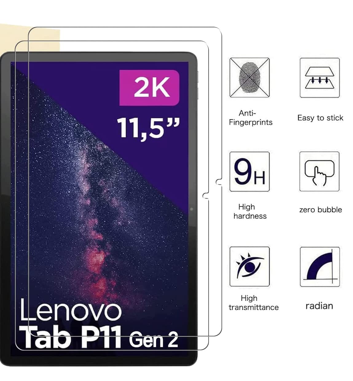 3 Pellicole Salvaschermo In Vetro Temperato Per Xiaomi Redmi Pad SE 11 (2023) - Durezza 9H, Anti Graffio, Anti Bolle, Bordo 2.5D, Kit Panno E Salviette - 3