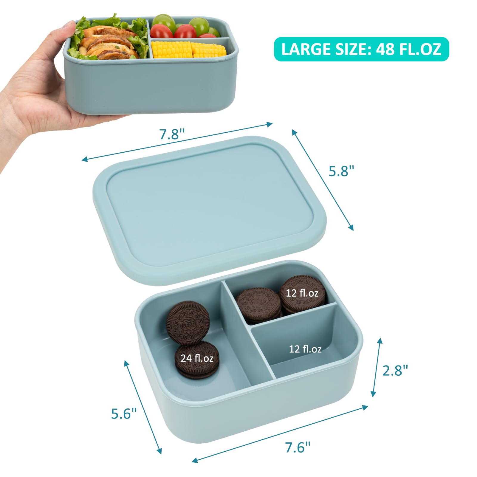 Lot De 3 Boîtes Bento Empilables – Étanches, Sans BPA, Avec Couverts Intégrés – Idéal Meal Prep, Bureau, Sport - 4
