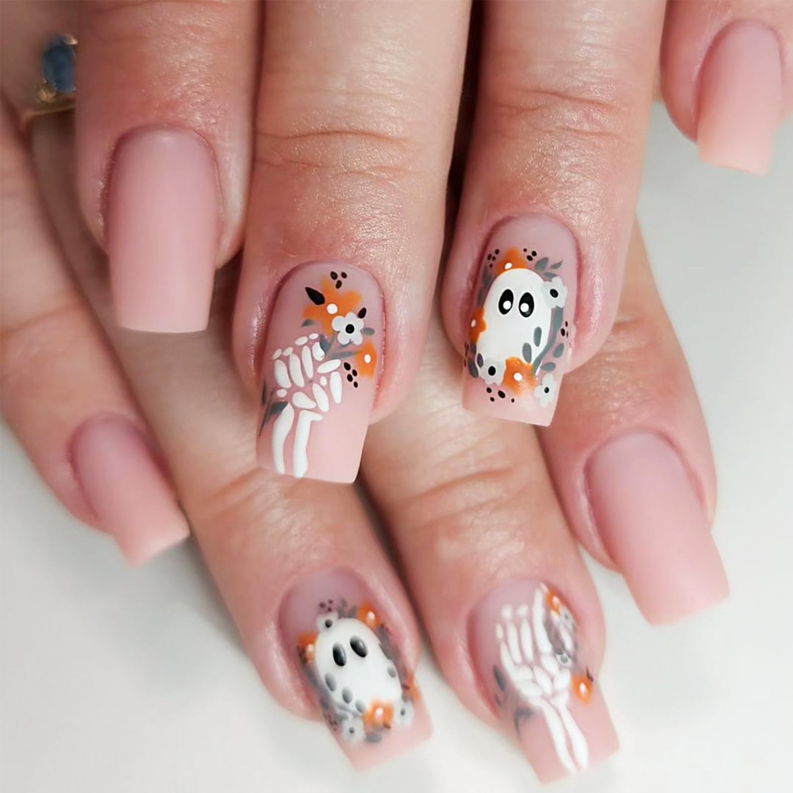 Amazon.com: Halloween Press on Nails Short Medium Square Fake