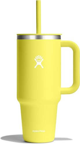 Miniatura 23 de Hydro Flask - Vaso de viaje con asa, tapa y pajilla, acero inoxidable térmico, 32 onzas, color azul