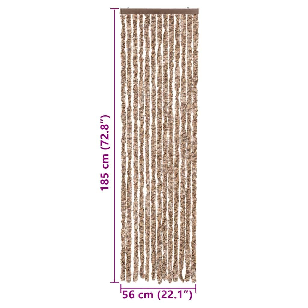 vidaXL Fliegenvorhang Beige und Dunkelbraun 56x185 cm Chenille