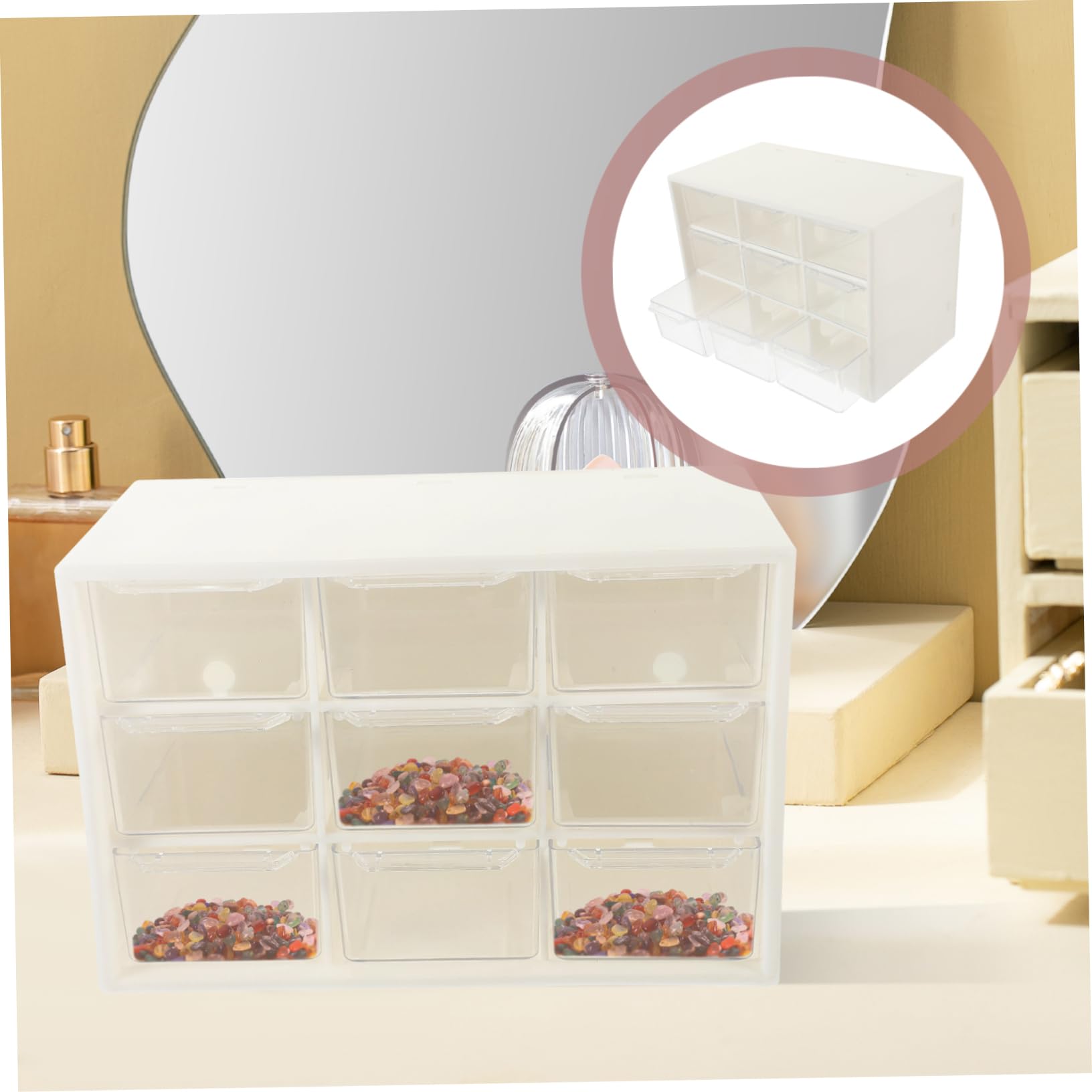 Alipis Lot de 4 Coffrets de Rangement à Tiroirs en Plastique Beige, Robuste et Pratique pour Bijoux et Cosmétiques, Organisateur pour Perles et Colliers