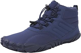 Botas de senderismo para hombre con cierre rápido, botas de nieve forradas e impermeables, antideslizantes, para exteriores, color sólido, botas de senderismo planas, suaves