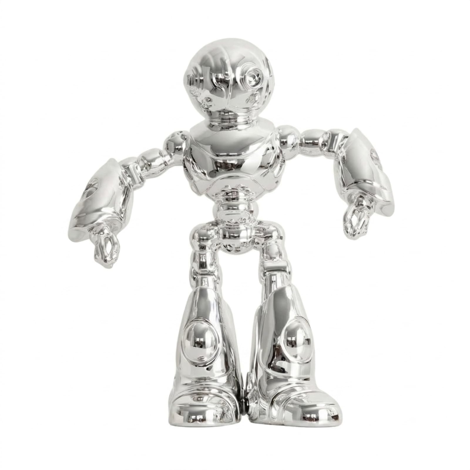 Roboterfigur Silbern Roboter-Figur Verspiegelt Roboter-Skulptur für Wohnzimmer, Schreibtisch, Büro