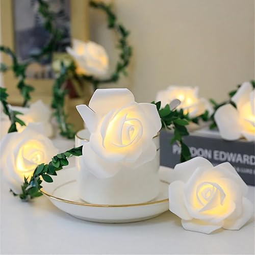 Miniatura 2 de VIPMOON Guirnalda de luces LED de rosas para el día de San Valentín, 6.6 pies, luz romántica de rosas, 20 luces LED que funcionan con pilas para