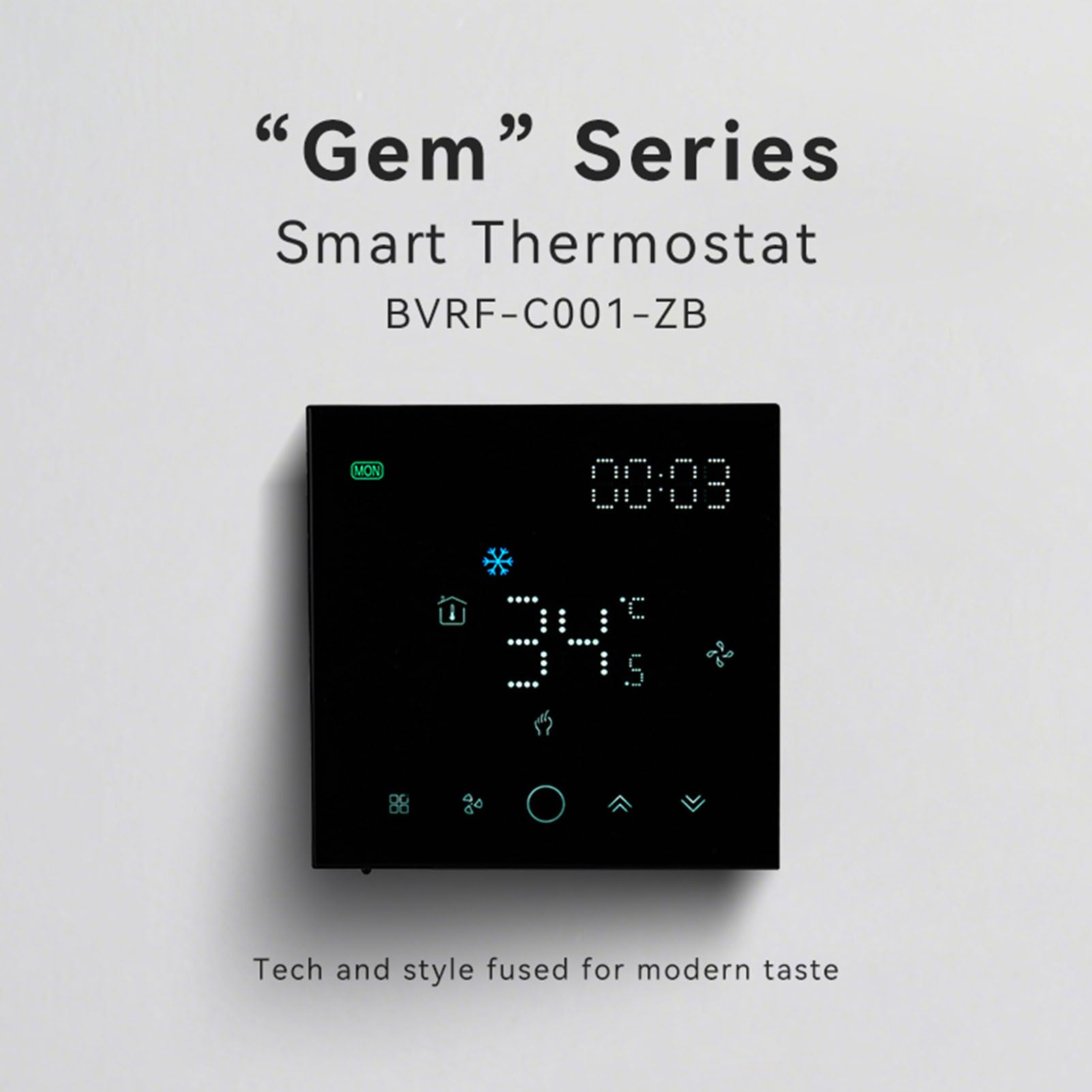 SIXRUN Termostato Intelligente, Termostato, Wireless 4 Pollici Touchscreen per Oltre 40 Marchi AC con Gateway Integrato per il Controllo Climatico della Casa Intelligente (BLACK)