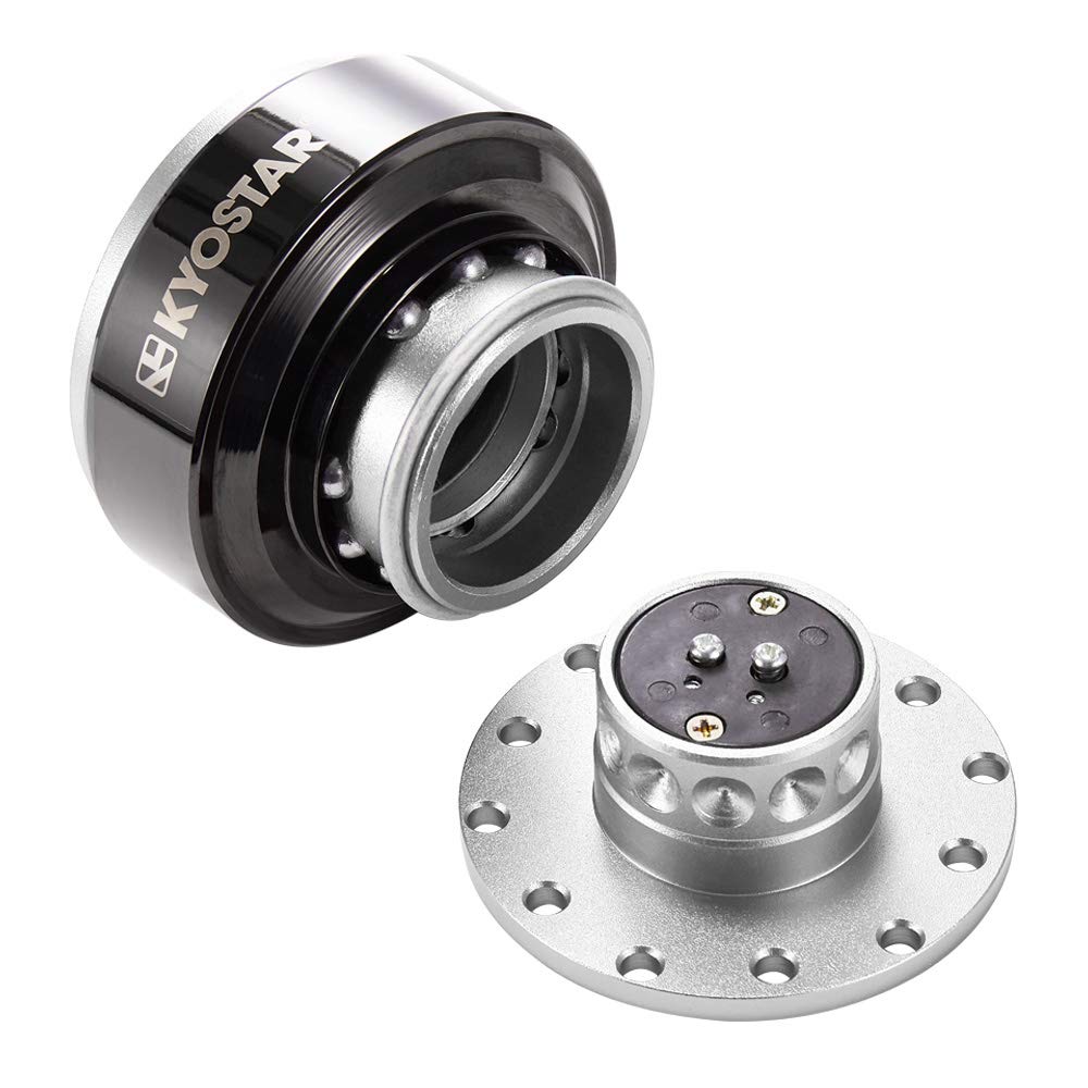 Kyostar Kit Boss con Adattatore Quick Release per Volante in Titanio e Nabe in Alluminio (Argento)