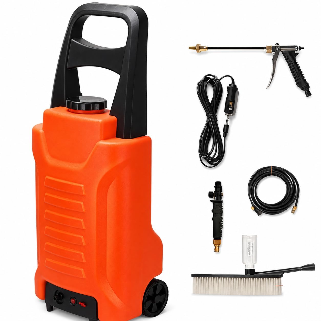 Carrello di pulizia alimentato ad acqua da 35 litri, sistema ricaricabile con palo e tubo da 7 m per lavaggio auto, pulizia finestre e irrigazione giardino