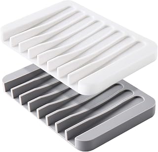 Mcyye Self-Draining Silicone Soap Dish 2-Pack - Premium Holder for Shower, Kitchen, Bathroom, Razor & Sponges - Extends Soap Life, Easy Clean