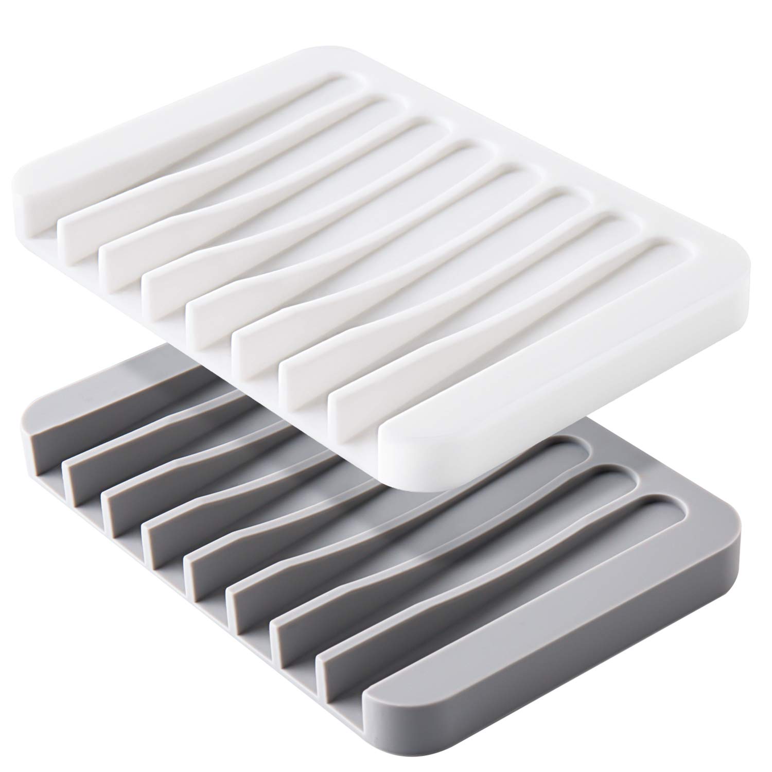 Mcyye Self Draining Soap Dishes Premium Silicone Soap Holder Saver for Shower Bathroom Kitchen Bath Tub Razor Sponges
