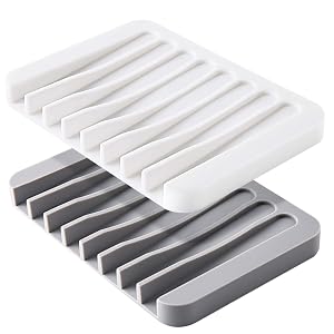 Mcyye Self Draining Soap Dishes Premium Silicone Soap Holder Saver for Shower Bathroom Kitchen Bath Tub Razor Sponges