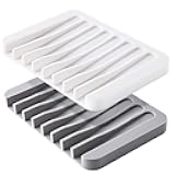 Mcyye Self Draining Soap Dishes, Premium Silicone Soap Holder & Saver for Shower, Bathroom, Kitchen, Bath Tub, Razor, Sponges, Drains Water Very Well, Can Extend Soap Life, Easy Clean