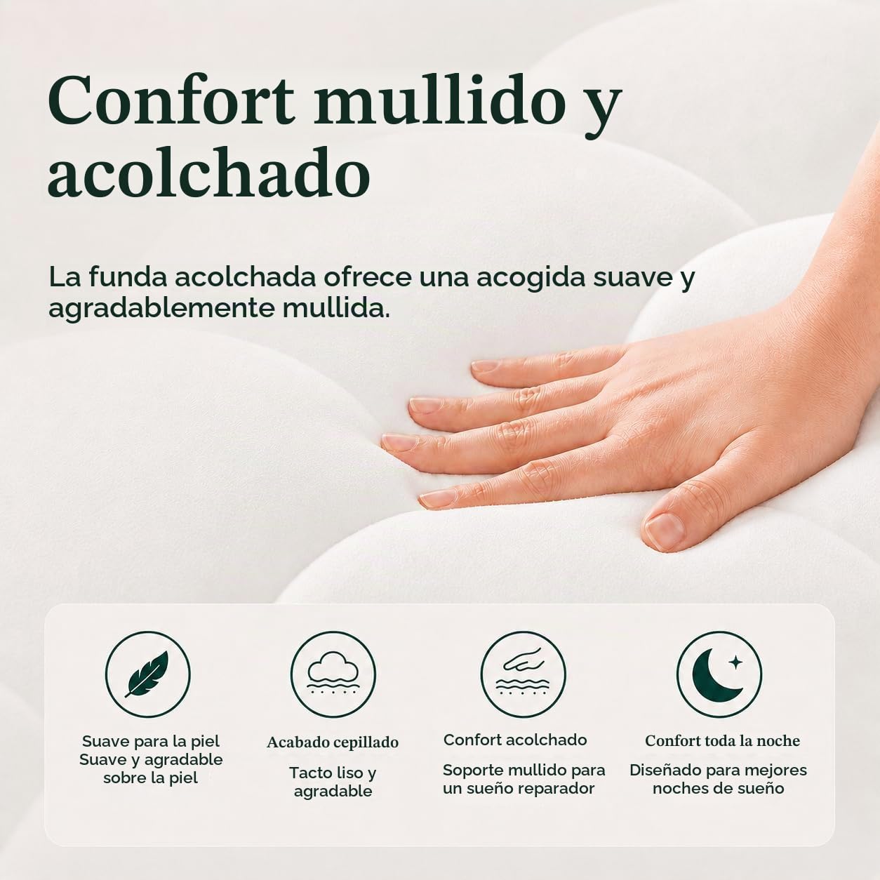 Zinus Bamboo Mattress Toppe Topper, Poliéster, Blanco, 190 x 140 cm