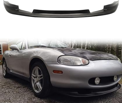 Front Bumper Lip Compatible with 1999-2000 Mazda Miata, Unpainted Black GV Style Polyurethane Front Lower Chin Spoiler Protector, 1 PC