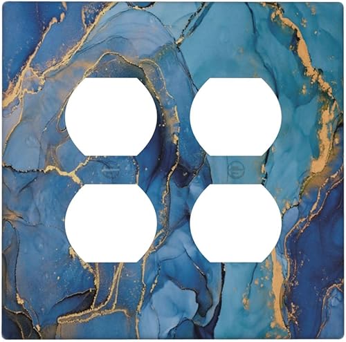 Miniatura 42 de Placa de pared doble basculante de mármol azul, cubierta decorativa de interruptor de luz de 2 cuadras, moderna acuarela degradada, arte de tinta
