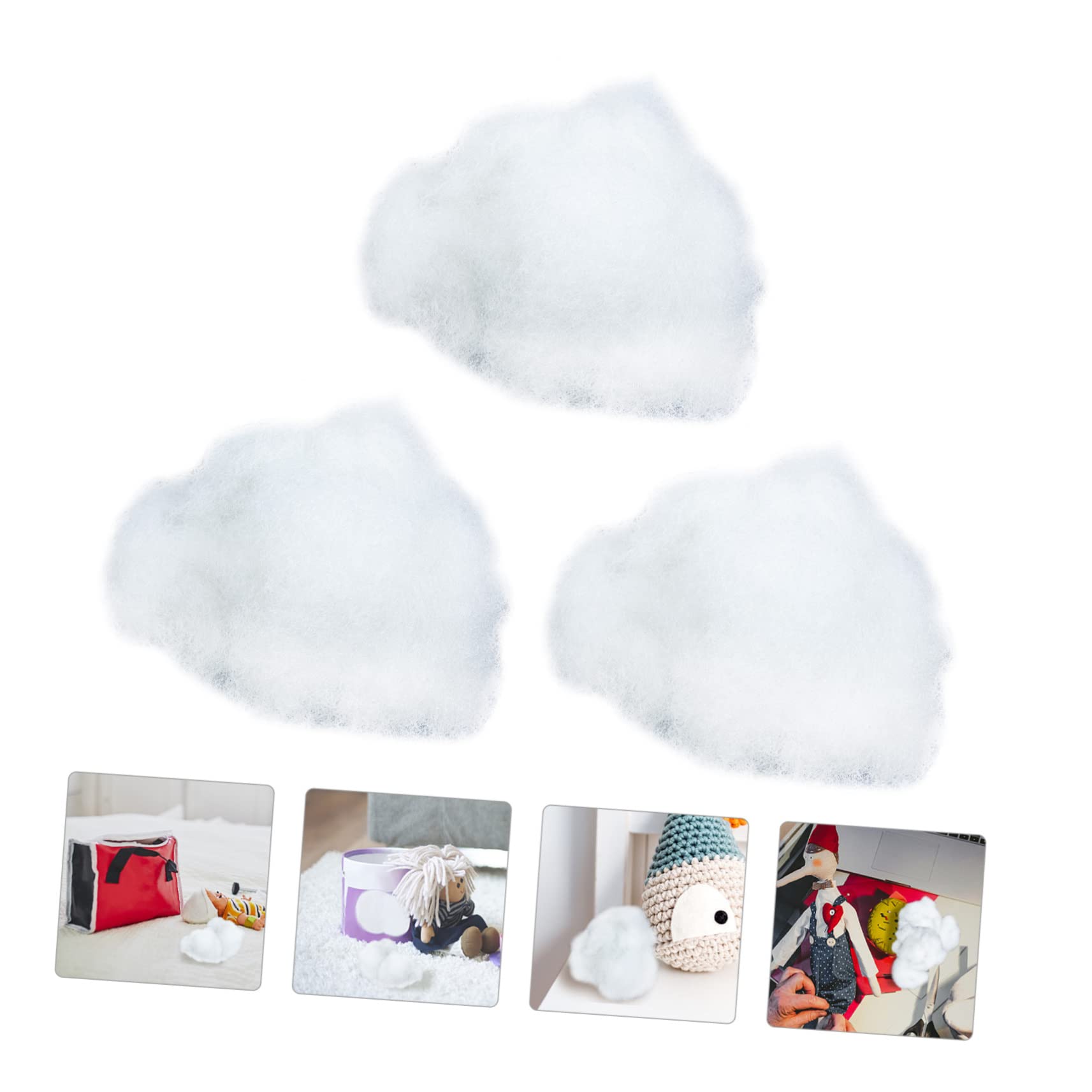 Housoutil DIY Handmade Crafts Material 3 Bags Pp Cotton Filling for Decor Pillow Padding