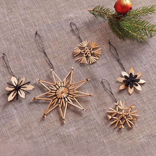 Frank Flechtwaren Strohsterne Nature & Black, 18er Set, Maße: Ø 6 cm...
