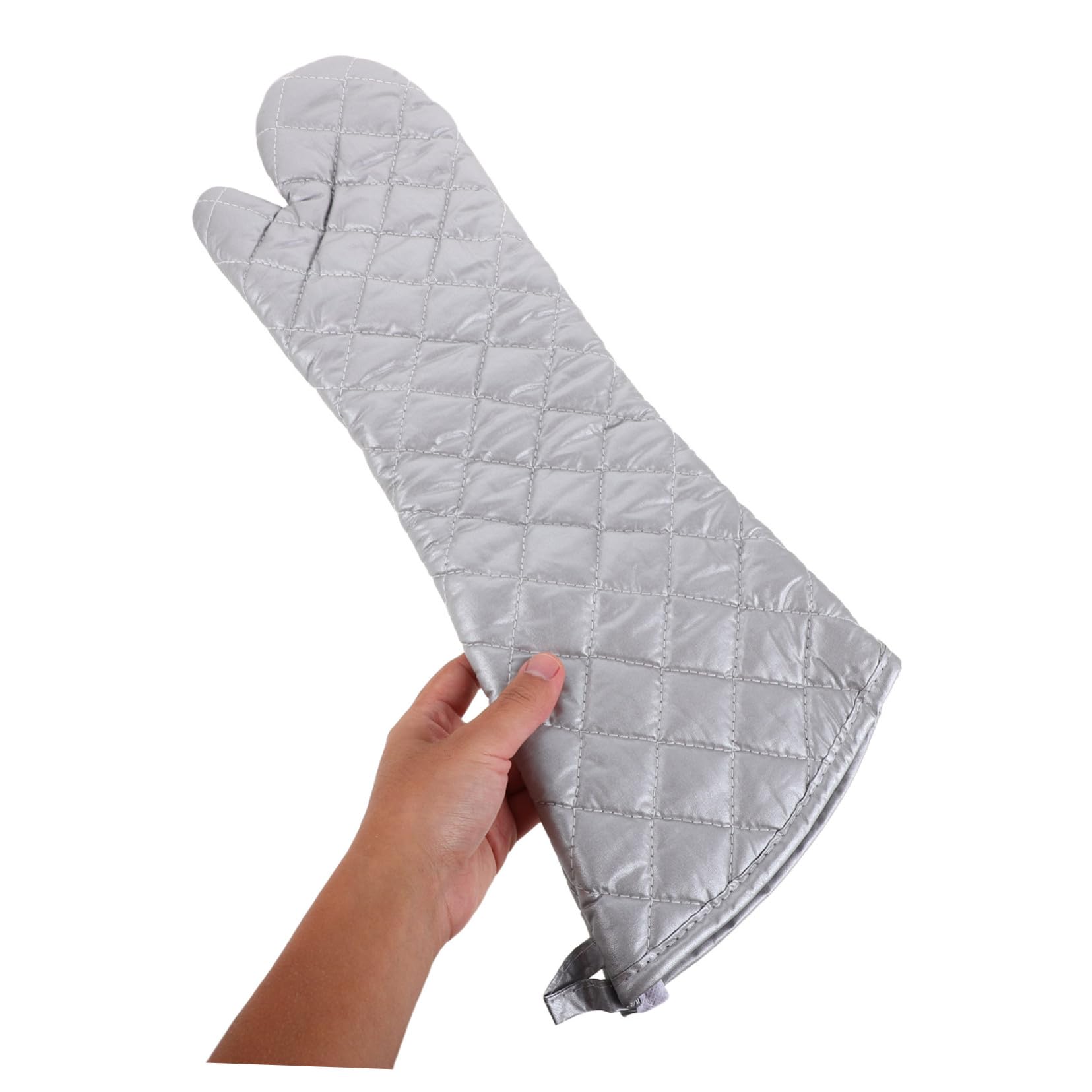 Toyvian Guantes Resistentes al Calor para Horno y Microondas Manoplas Ergonómicas y Flexibles para Cocinar Hornear y Barbacoa Protección Alta Temperatura para Manos de Plateadas Grandes