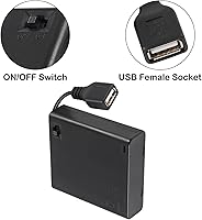 Vista 4 de 4 piezas 4 AA soporte de batería USB hembra Socket 4 AA caja de batería titular con cubierta e interruptor de encendido y apagado