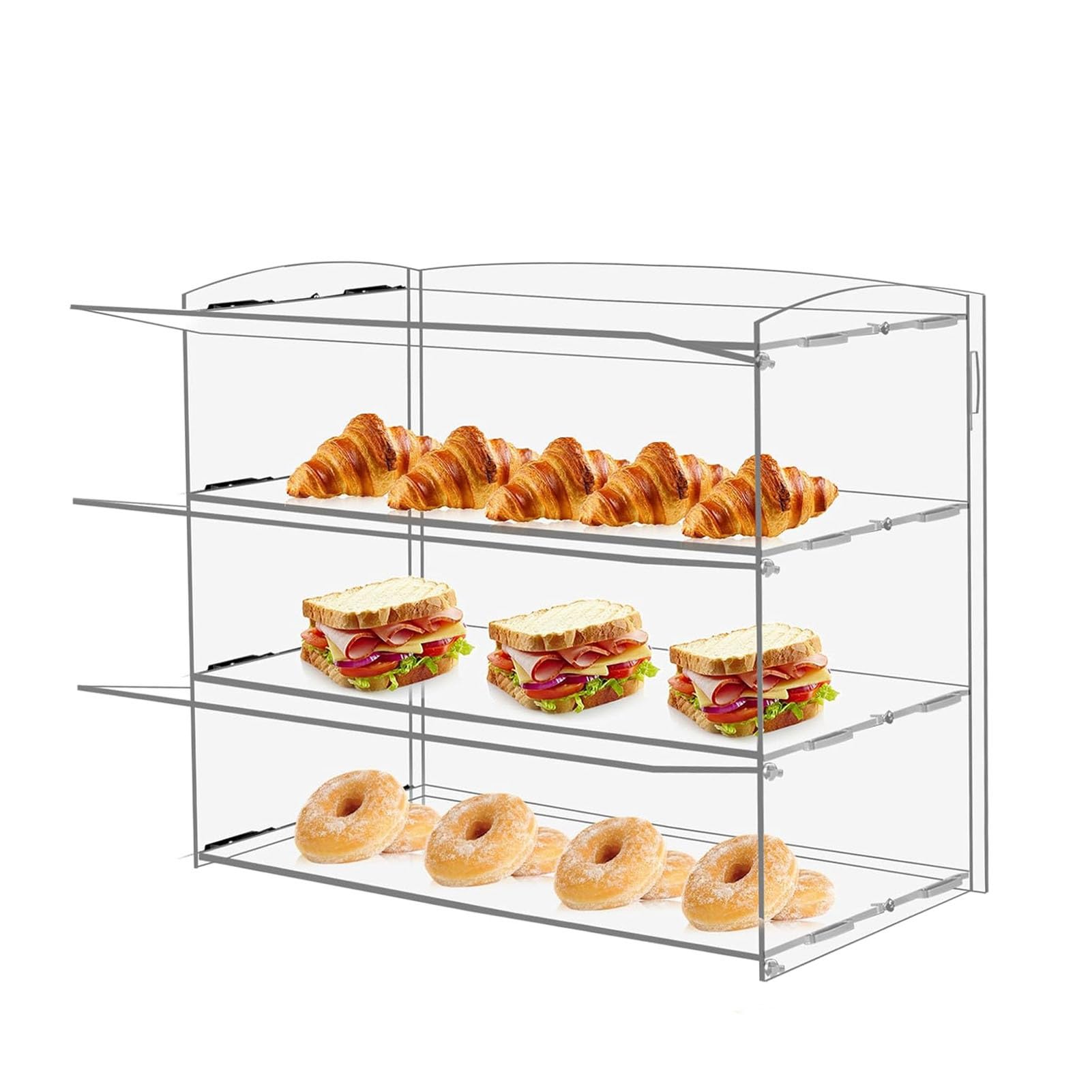 JOUFNING 3 Tier Baking Rack - Bakery Pastry Bread Rack, Retail Display Counter Cases, Acrylic Display Shelf Donut Cookie, for Cookies Cakes, Clear Food-Grade